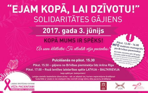 3. jūnijā Solidaritātes gājiens vēža pacientu atbalstam “Ejam kopā, lai dzīvotu!”