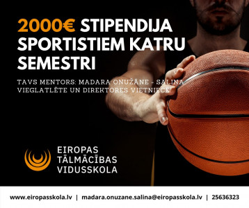 Uzsāc mācības Eiropas Tālmācības vidusskolā līdz 5.septembrim un piesakies sportista stipendijai!